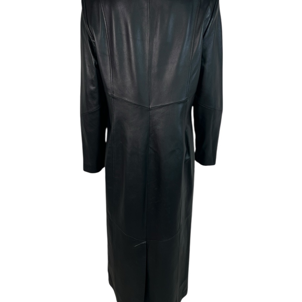 Caslon Black Lamb Leather Long Coat Duster Lined Size M - Picture 2 of 16